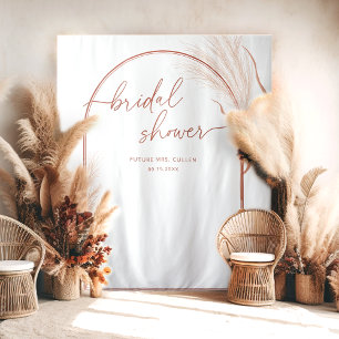 Boho Pampas Grass Terracotta Bridal Shower Banner Tapestry