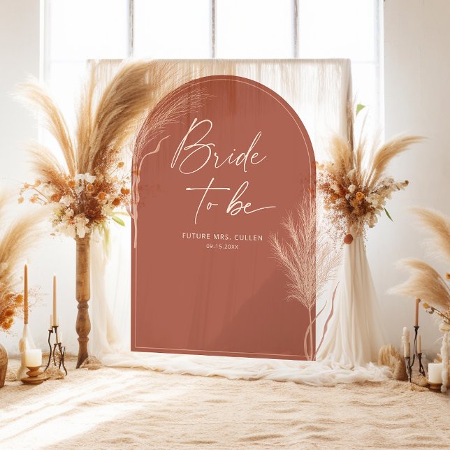 Boho Pampas Grass Terracotta Bridal Shower Tapestry (Creator Uploaded)