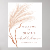 Boho Pampas Grass Terracotta Bridal Shower Welcome
