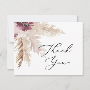 Boho Pampas Grass Thank You Card