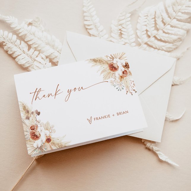 Boho Pampas Grass Thank You Card  (Creator Uploaded)