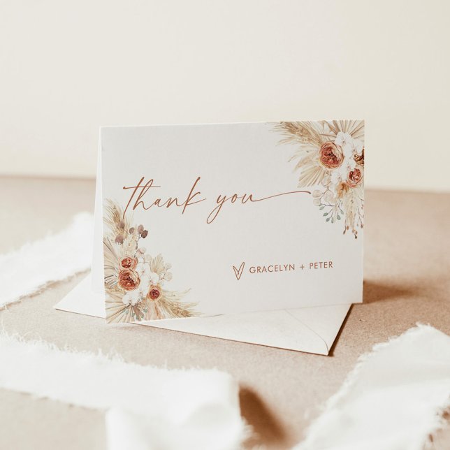 Boho Pampas Grass Thank You Card (Creator Uploaded)