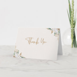Boho Pampas Grass Thank You Card Neutral Beige