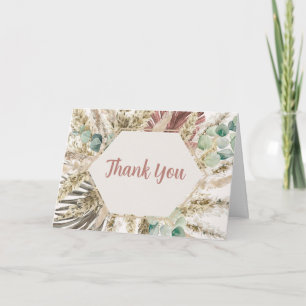 Boho Pampas Grass Thank You Card Neutral Dried