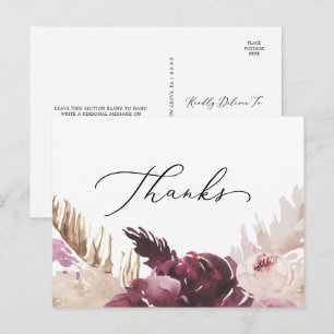 Boho Pampas Grass Thanks Postcard