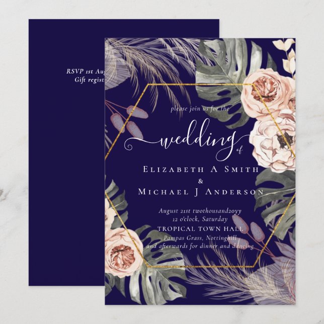 BOHO PAMPAS GRASS TROPICAL Wedding (Front/Back)