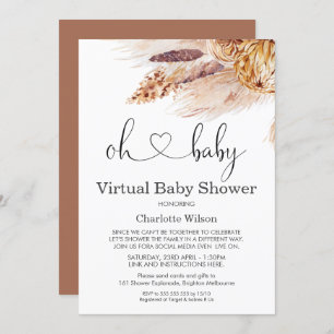 Boho Pampas Grass Virtual Baby Shower Invitation