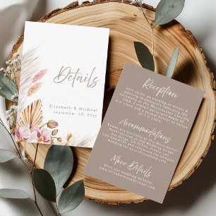 Boho Pampas Grass Wedding Details Card