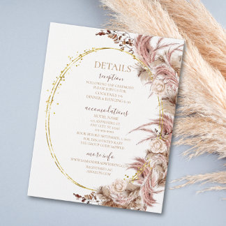 Boho Pampas Grass Wedding Details Enclosure Card
