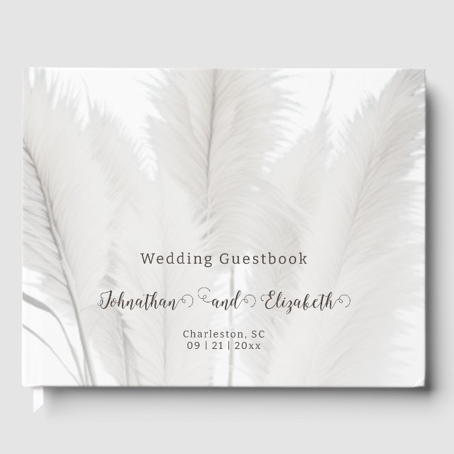 Boho Pampas Grass Wedding Guest Book (Front)