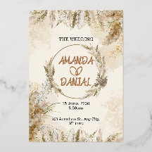 Boho Pampas Grass Wedding Invitation