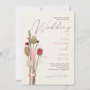 Boho Pampas Grass Wedding Invitation