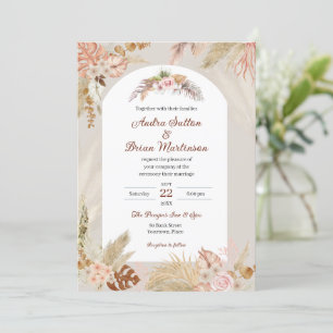 Boho Pampas Grass Wedding Invitation