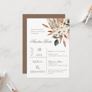 Boho Pampas Grass Wedding Invitation