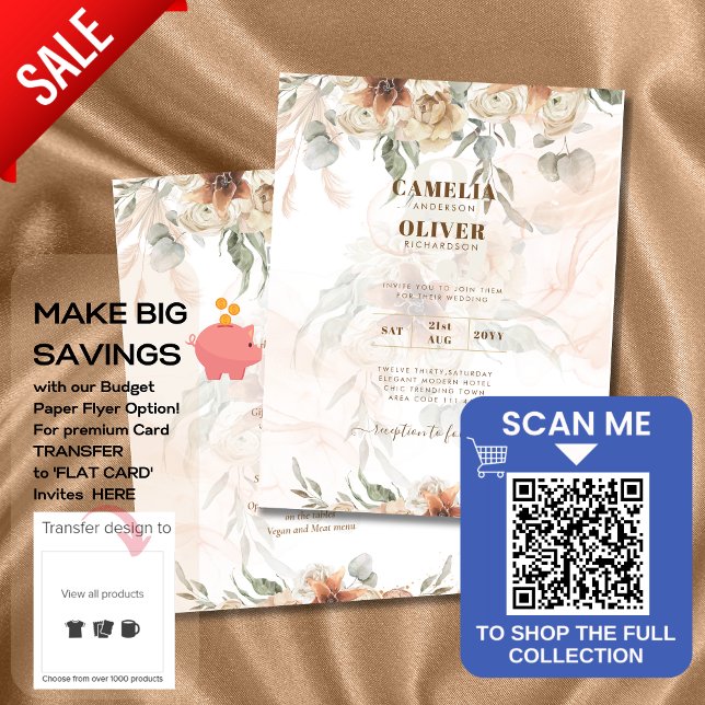 Boho Pampas Grass Wedding Invitation Under $1 Flyer (Creator Uploaded)