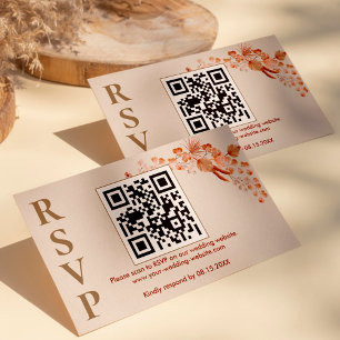 Boho Pampas Grass Wedding Online RSVP QR Code  Enclosure Card