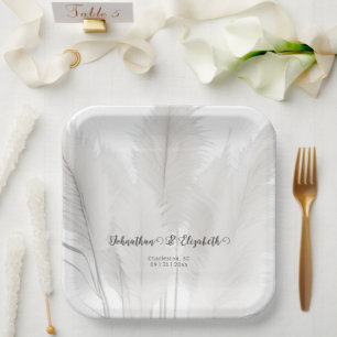 Boho Pampas Grass Wedding Paper Plate