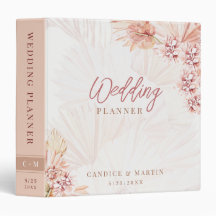 Boho Pampas Grass Wedding Planner Organiser Blush
