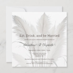 Boho Pampas Grass Wedding Rehearsal Dinner Invitation