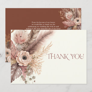 Boho Pampas Grass Wedding Thank You Card