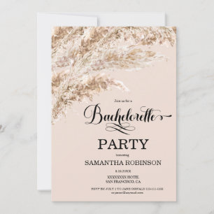 Boho Pampas Grass Weekend Bachelorette Invitation