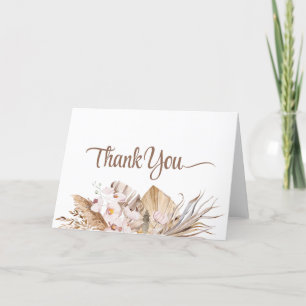 Boho Pampas Grass White Orchid Wedding Thank You Card