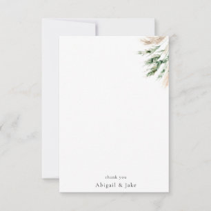 Boho Pampas & Greenery Minimalist Personalised Thank You Card