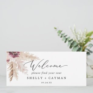 Boho Pampas Hanging Seating Chart Welcome Header