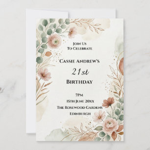 Boho Pampas Milestone Birthday Invitation