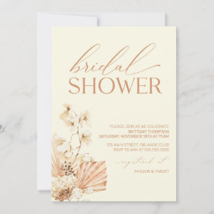 Boho Pampas Modern Bridal Shower floral Invitation