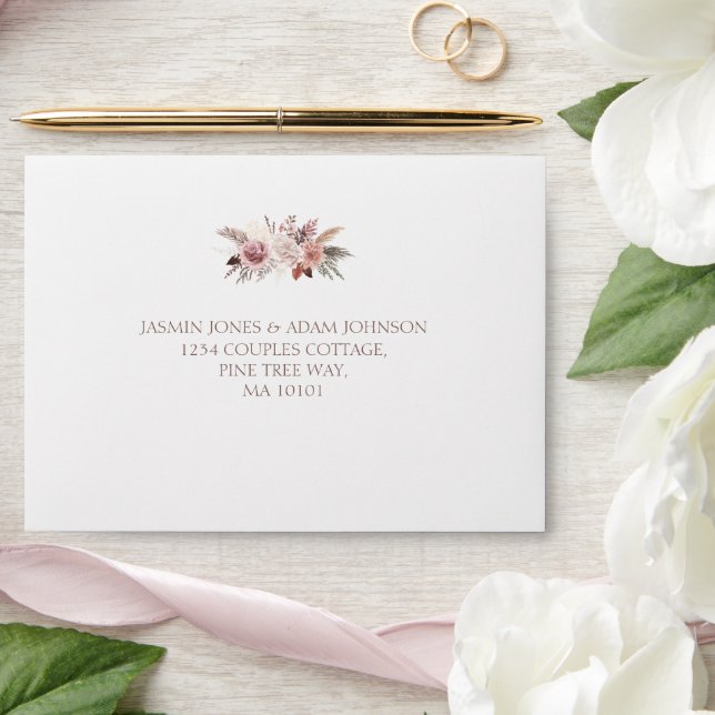 Boho Pampas Neutral Floral Wedding Envelope (Wedding)