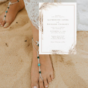 Boho Pampas No Parents Wedding Invitation