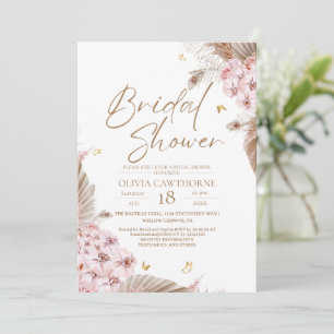 Boho Pampas Orchid Bridal Shower Invitation