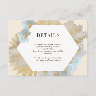 Boho Pampas Orchid Wedding Details Card