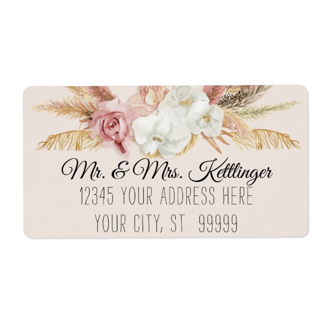 Boho Pampas Palm Neutral Blush Floral Greenery (Front)