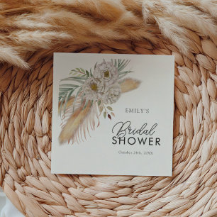 Boho Pampas & Palm Watercolor Bridal Shower  Napkin