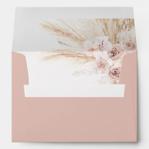 Boho Pampas Pink Girl Floral Baptism Christening Envelope