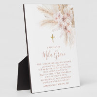 Boho Pampas Pink Girl Floral Baptism Prayer Sign  