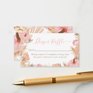 Boho Pampas Pink Pumpkin diaper raffle Enclosure Card