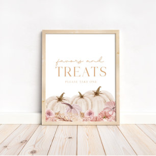 Boho Pampas Pink Pumpkin Favours & Treats Poster