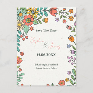 Boho Pampas Rose Wedding Postcard Invitation