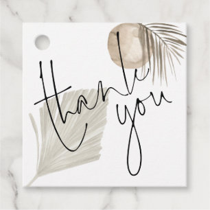 Boho Pampas Script Names Date Wedding Thank You Favour Tags