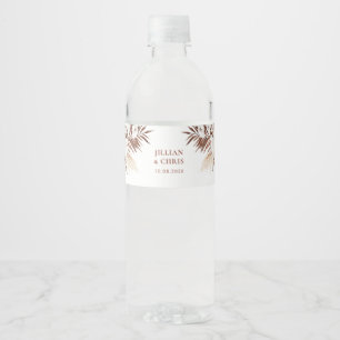 boho pampas terracotta wedding water bottle label