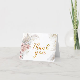 Boho Pampas Thank You Card Blush Pink