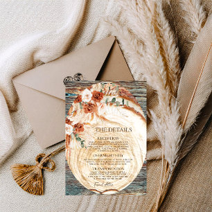 Boho Pampas Wedding Details – Rustic Wood Info Enclosure Card