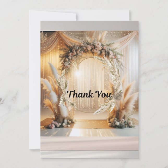 Boho Pampass Floral Wedding Invitation |Editable (Back)