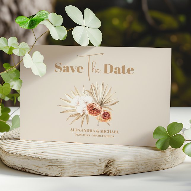 Boho Pampass Grass Floral Wedding Save The Date (Creator Uploaded)