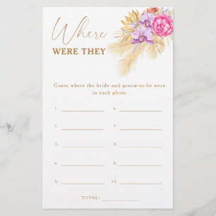 Boho pampass - Where were they bridal shower game