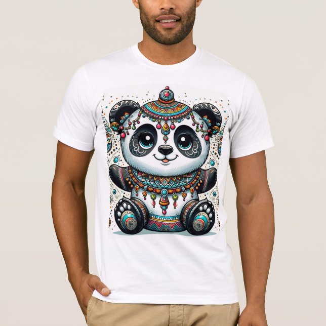"Boho Panda Majesty – Intricate Tribal Art" T-Shirt (Front)