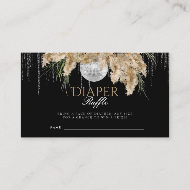 Boho Papmas Grass Disco Diaper Raffle Baby Shower Enclosure Card (Front)